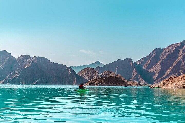 Car Rental Service in Dubai Kayaking and Mountain Views at Hatta Dam
